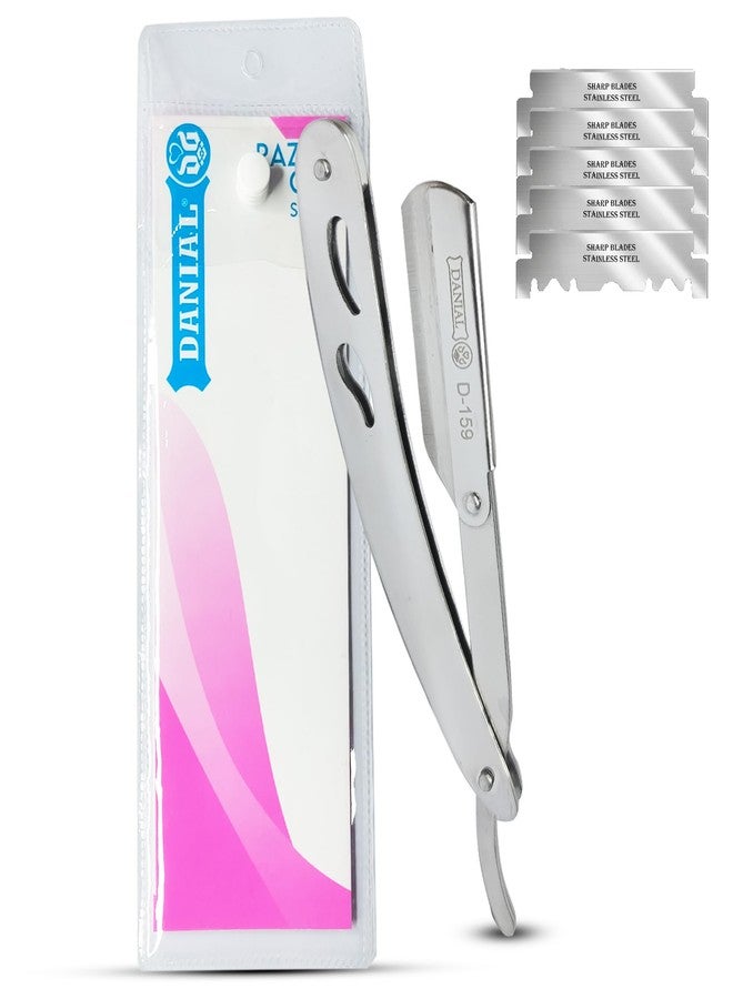 DANIAL Barber Razor for Men - Heavy Duty Stainless Steel Razor with 5 Blades - Perfect for Beard, Face, Manual Shaving - Single/Double Edge Safety Design - Image 1